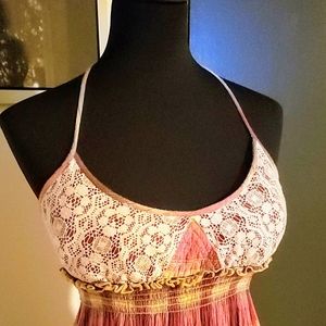 Lace Bust Halter Dress